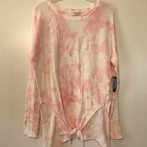 Cloth by Design Pink Tie Dye front tie sweater XS lightweight shirt style